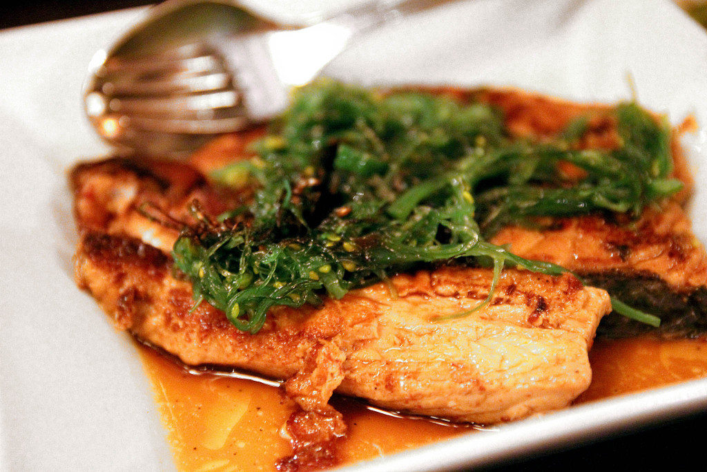 Fried salmon in an oyster and soy sauce